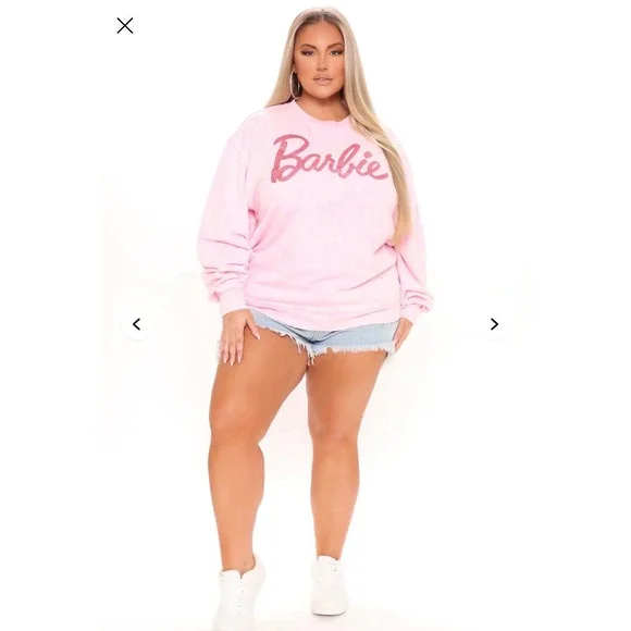 Women's small‎ cozy pink Barbie sweater crewneck pullover - Picture 9 of 9